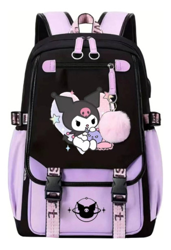 Kuromi Mochila De Ocio Escolar De Gran Capacidad +cerradura