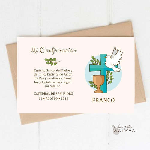 Imagen 7 de 10 de Estampas Confirmación Tarjetas Nenes Horizontal X 3u