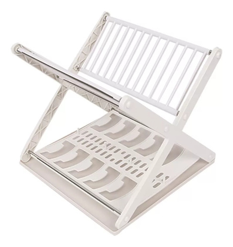 Escurridor De Platos Organizador Doble Estante Vajilla Color Blanco