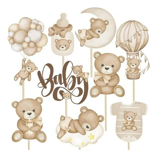 30 Pcs Decoraciones Osito Para Baby Shower Y Cumpleaños