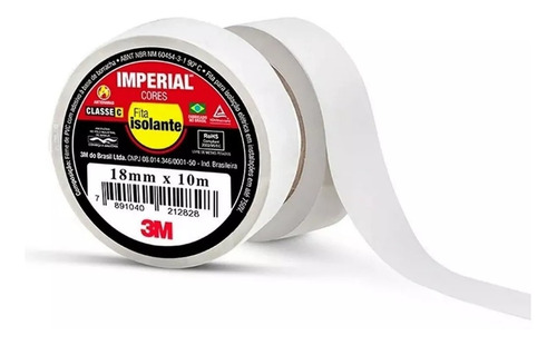 Kit C/ 10 Fita Isolante Imperial Branca 18x10m 3m