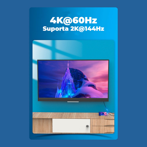 Cabo Usb C Para Displayport 1.2 4k@60hz Gamer 1,5m Vention