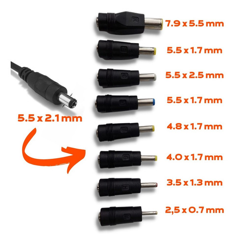 Set Adaptadores Multiconector Energía Universal 5.5x2.1mm