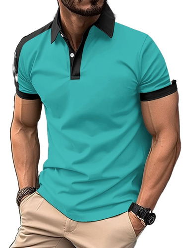 Hombre Casual Moda Polo Negocios Patchwork Camiseta Color