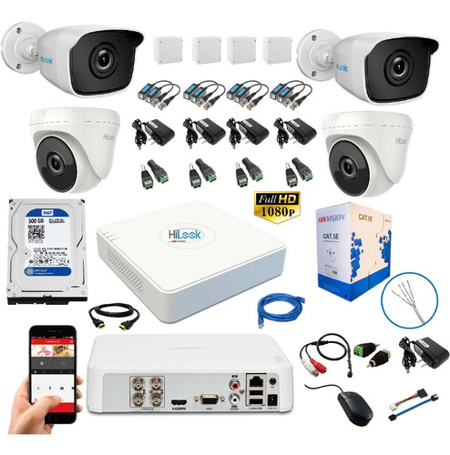 Imagen 1 de 5 de Kit Camaras De Seguridad 4 Ch 1080 + 4 Cam 1080 + D.d