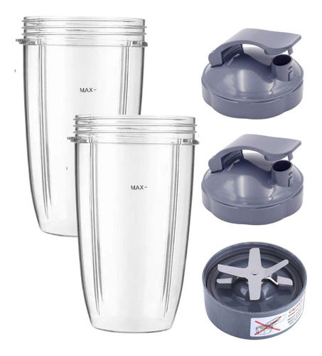 Vasos Nutribullet De 32 Onzas Con Cuchilla Y Tapas Abatibles