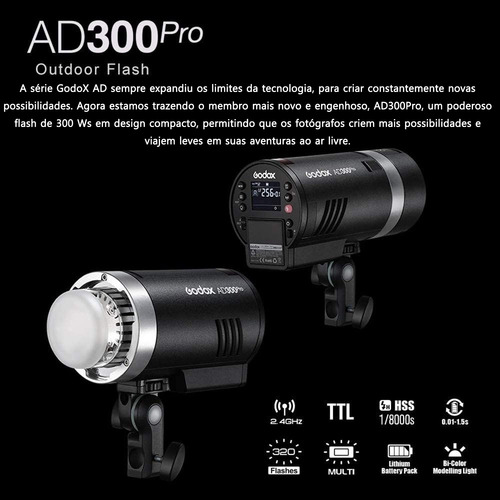 Godox Ad300pro 300ws 2.4g Ttl Hss Flash Portátil Speedlight