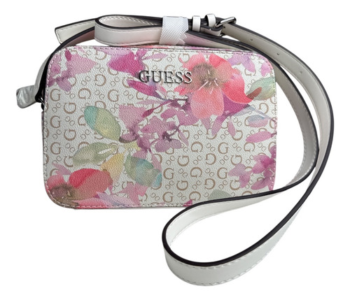 Bolsa Guess Crossbody Floral (original) Floral Floreado Níquel Blanco