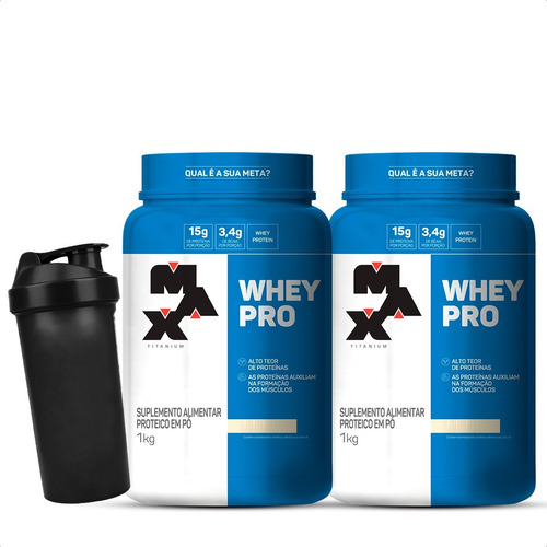 Combo 2x Whey Pro 1kg Max Titanium Whey Concentrado - Barato