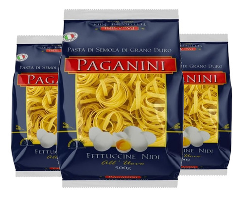 Macarrão Italiano Fettuccine Nidi Com Ovos Paganini 500g 3x