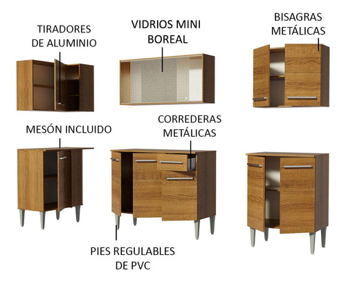 Cocina Integral Completa Modular Madesa Emilly 293cm 03 Color Marron