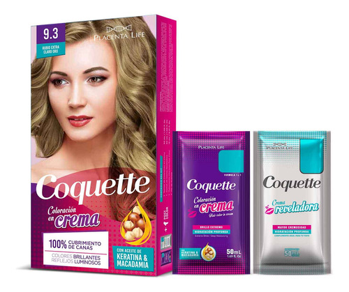 Coquette Tinte 9.3 Rubio Extra Claro Oro Pack 1 Aplicacion