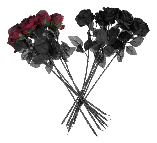 Sewacc 12pcs Black Rose Black Wedding Decor Black Decor Art.