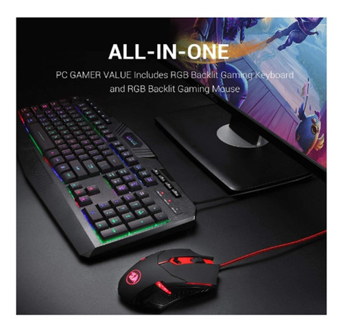 Imagen 2 de 2 de Kit Gamer Redragon Teclado Y Mouse Rgb Combo 2 En 1 S101-3