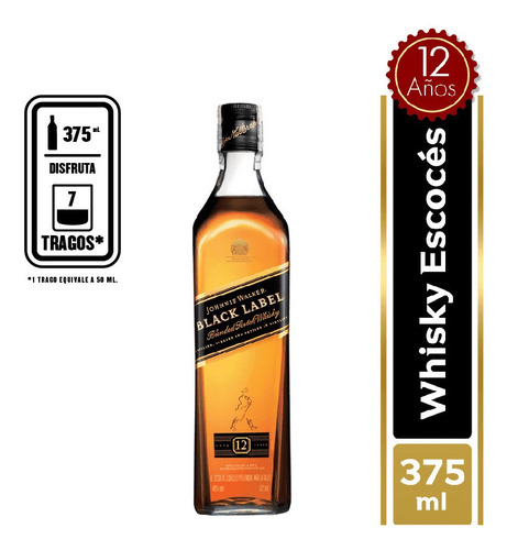 Whisky Johnnie Walker Black Label X375m - mL a $453