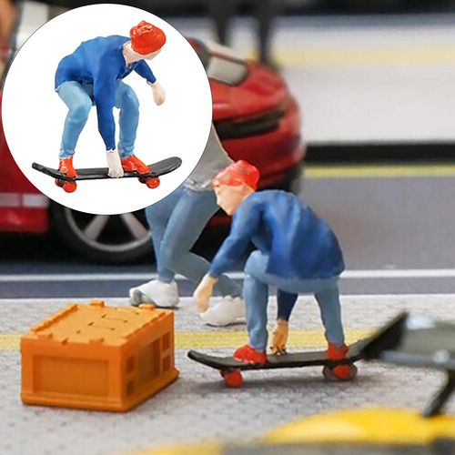 Figura En Miniatura Skateboard Boy Para Park Dollhouse