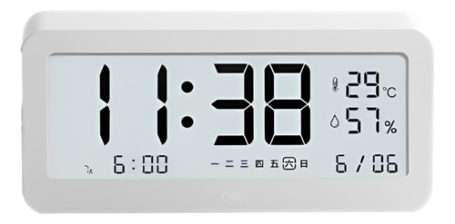 Reloj Despertador Clásico Lcd C/ Termómetro E Higrómetro