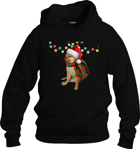 Sudadera Hoodie Perrito Cheems Navideño M3-niño Adulto Y Xxl