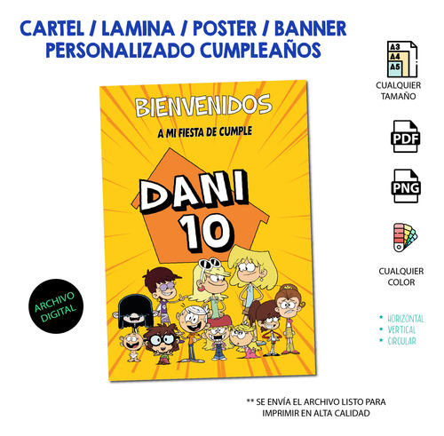 Cartel Bienvenida Imprimible Cumpleaños Infantil Loud House
