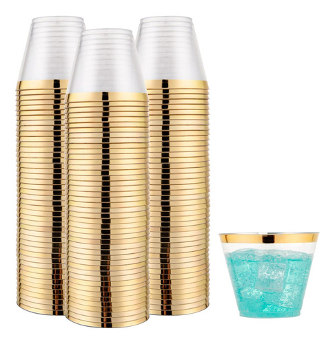 Wellife 200 Vasos De Plastico Dorados, Vasos De Plastico Tra