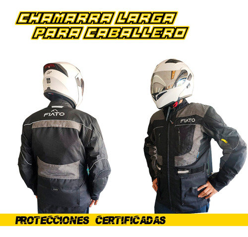 Chamarra Larga Textil Con Protección Certificada P/caballero