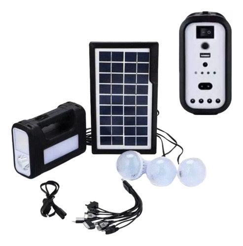 Kit Iluminación Recargable C/batería/ Panel Solar 