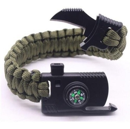 Pulsera Supervivencia 4 En1 Paracord Pedernal Brújula Navaja