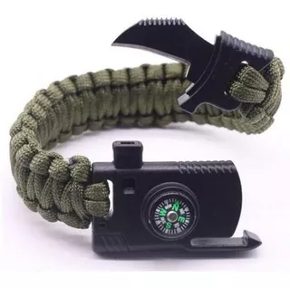 Pulsera Supervivencia 4 En1 Paracord Pedernal Brújula Navaja