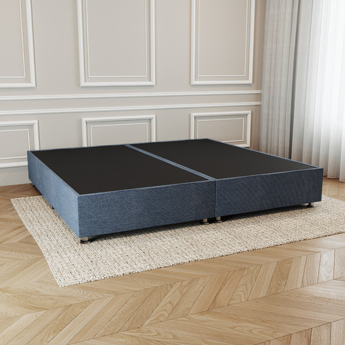 Base Cama Box De Madera Con Tapiz King Size Super Precio Color Lino Azul Marino