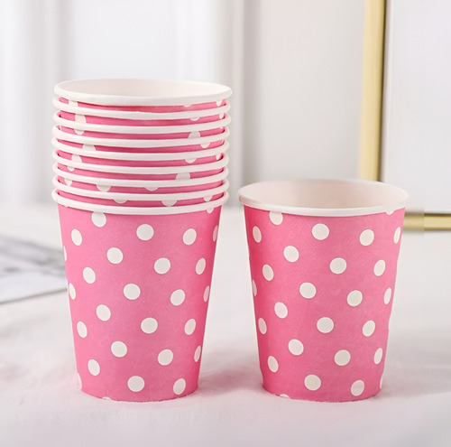 Vajilla De Cumpleaños Platos Vasos Desechables Rosa 20pcs
