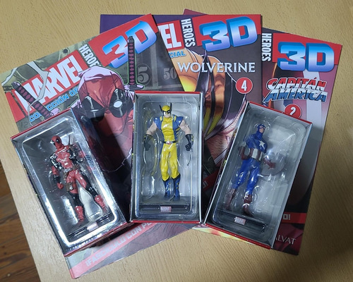 Figuras Marvel Heroes 3d Pack Deadpool/cap America/wolverine