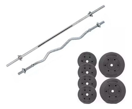 Barra Curva Z + Barra Recta + 60kg En Discos A Elección