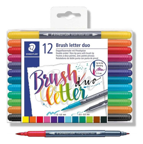 Plumon Doble Punta Brush Letter Duo Staedtler 12pz