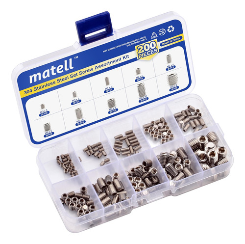 Juego De 200 Sujeciones Hexagonales De Acero Inoxidable Para