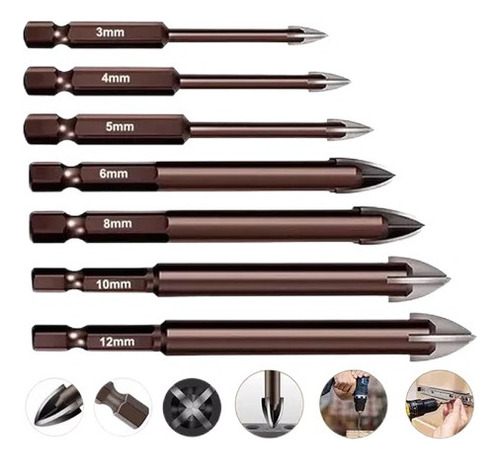 . Broca 7pcs Indestrutível Universal Fura Tudi