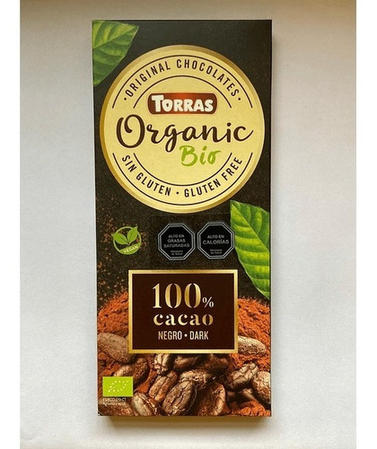  Chocolate  100% Cacao Orgánico, Vegano Y Sin Gluten