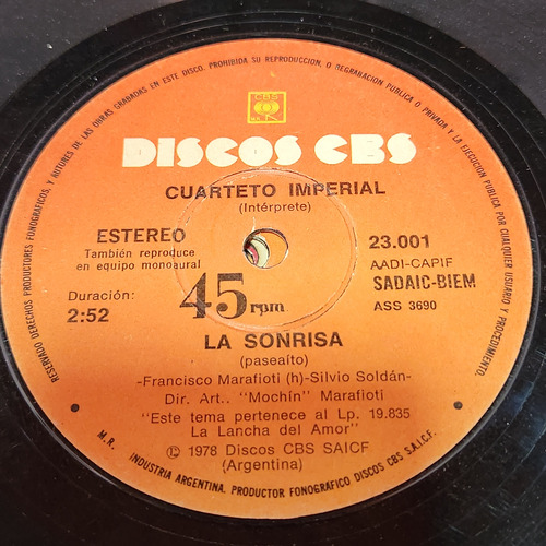 Simple Cuarteto Imperial Discos Cbs C7