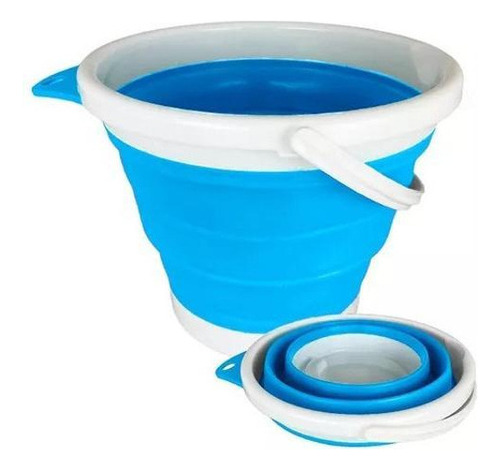 Balde Dobrável Retrátil Silicone 5 Litros Flexivel Azul