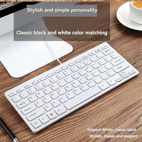 Teclado Compacto Com Fio Usb - Teclado Ultrafino Branco