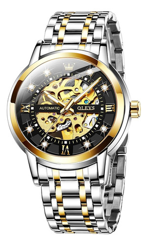 Olevs Reloj Automático Para Hombres Skeleton Diamond Luxury 