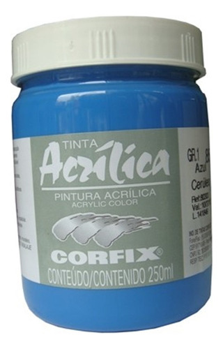 Tinta Acrílica Corfix 250ml 85 Azul Cerúleo