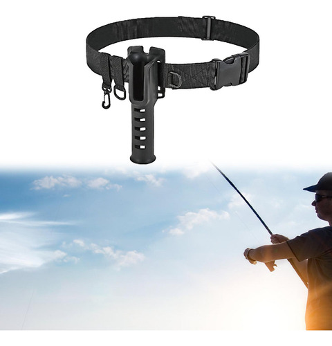 Soporte Para Caña De Pescar, Cinturón, Ajustable, Negro