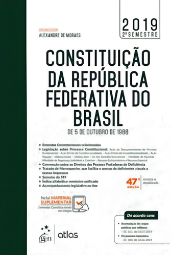 Constituição Da República Federativa Do Brasil: De 5 De Outubro De 1988, De Atlas, Equipe., Vol. 1. Editorial Atlas Editora, Capa Mole, Edição 2019-08-06 00:00:00 Em Português, 2019