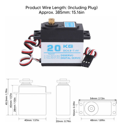 20kg Rc Digital Servo Servo De Alta Velocidad Para 1/8 1/10