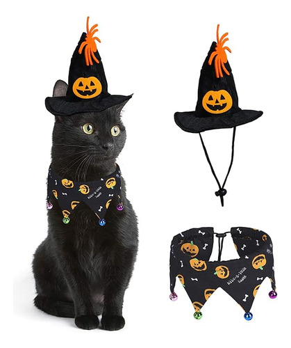 Disfraz Gato Para Gato Con Campanas Y Sombrero Calabaza Traj