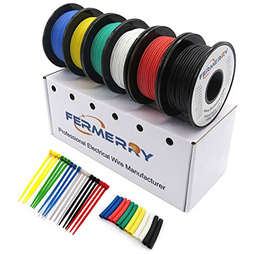 Cable De Silicona De 30 Awg Lámpara, 6 Colores, 50 Pie...