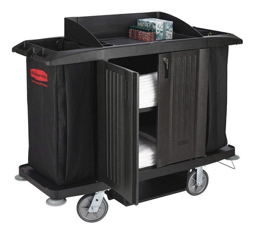 Carro Recamarista Con Puertas Rubbermaid® Negro