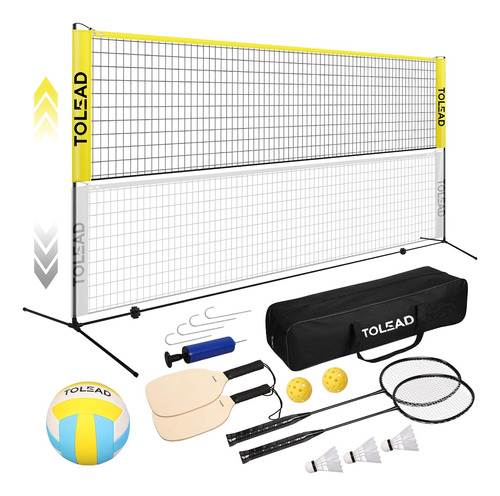 Tolead All-in-one Pickleball & Badminton Net Set, Red De Vol