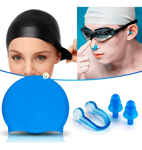 Combo Natación Gorro + Tapones Oídos + Clip Nariz Cn01-dfs