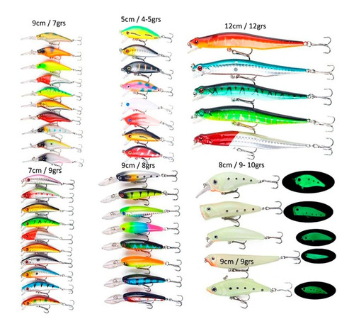 Imagen 2 de 6 de Kit 46 Señuelos Pesca Tarariras Dorado Variada Envíos A Todo El País